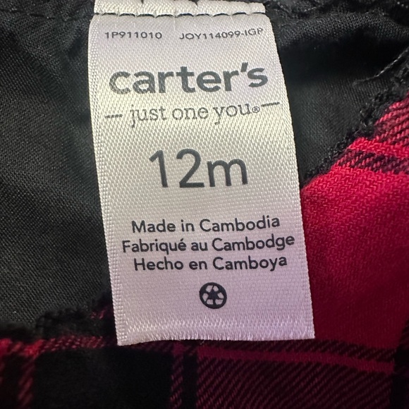 Carter’s 12M Red Buffalo Plaid Holiday Dress - Picture 2 of 3